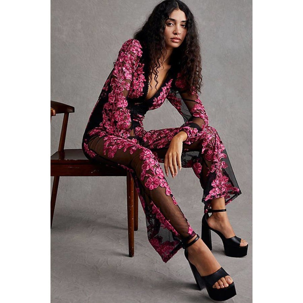 For Love & Lemons' Temecula Jumpsuit in Pink/Rose, XS